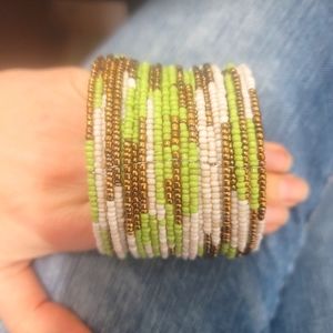 Hand beaded cuff bracelet